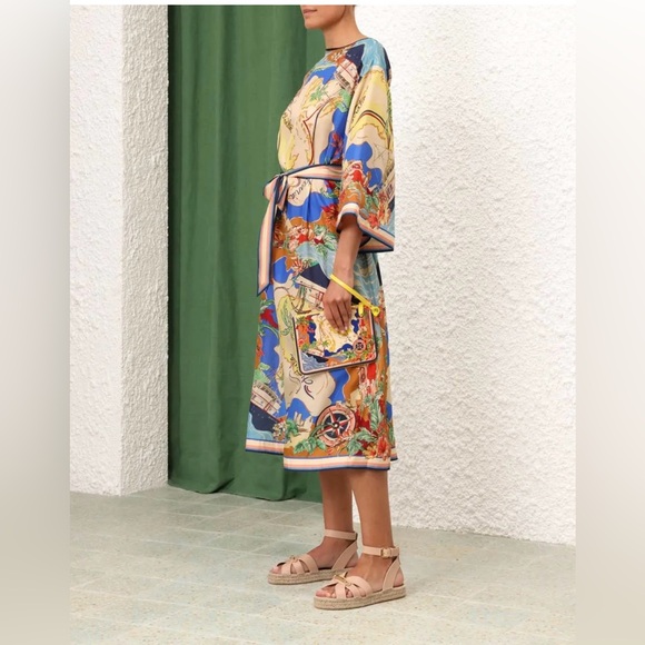 Zimmermann Alight Midi Dress Nautical Map Print Size M - Picture 2 of 5